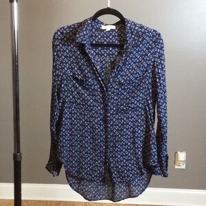 S Cloth & Stone Navy Patterned Button Down Top